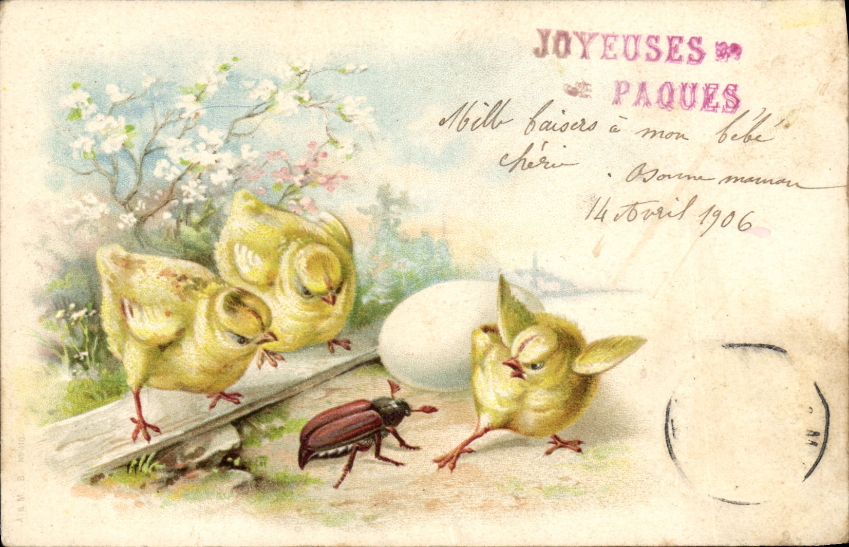 CPA Poussins Insecte 