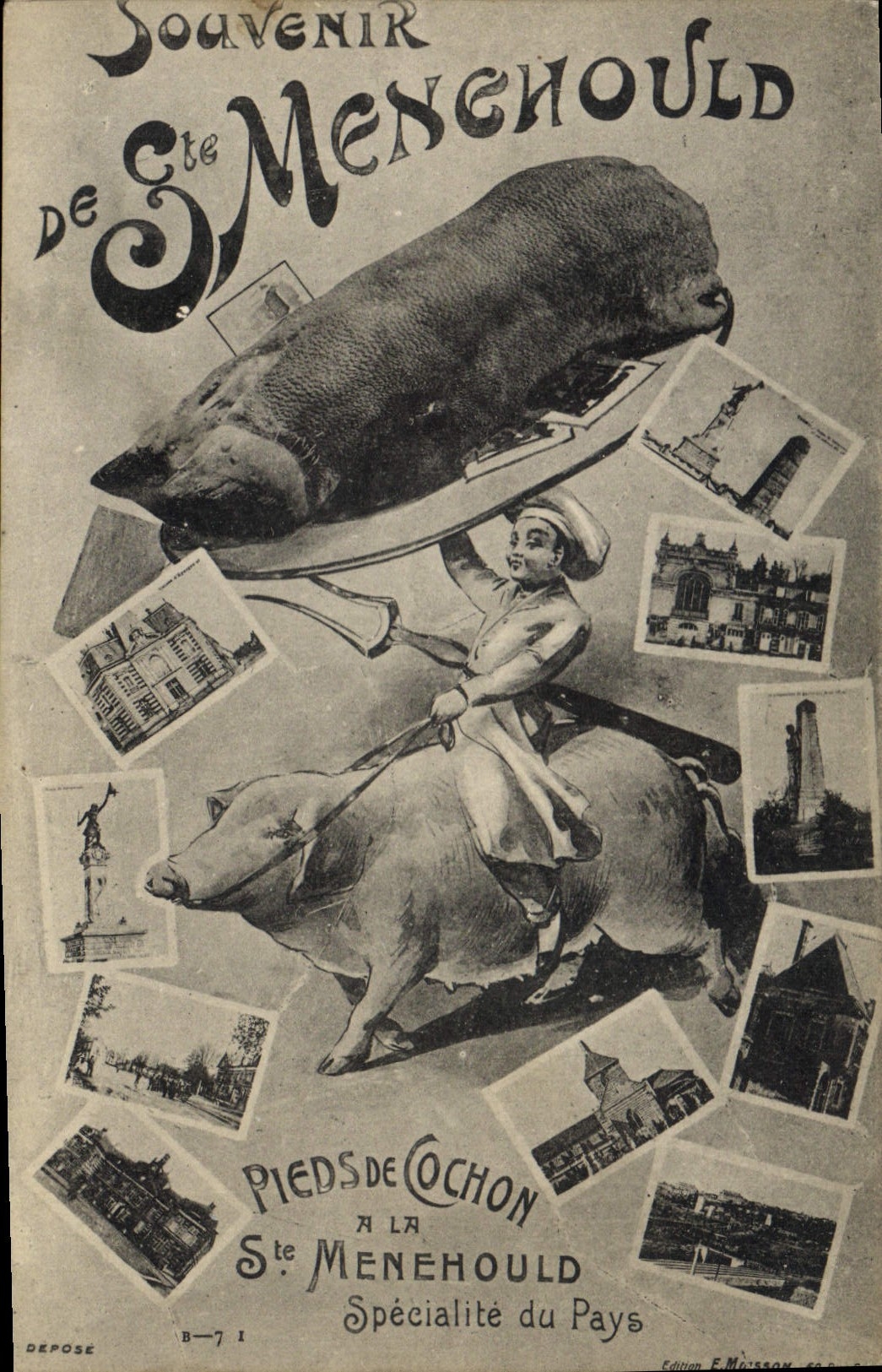 CPA Cochon Porc Ste Menehould Pieds de Cochon 