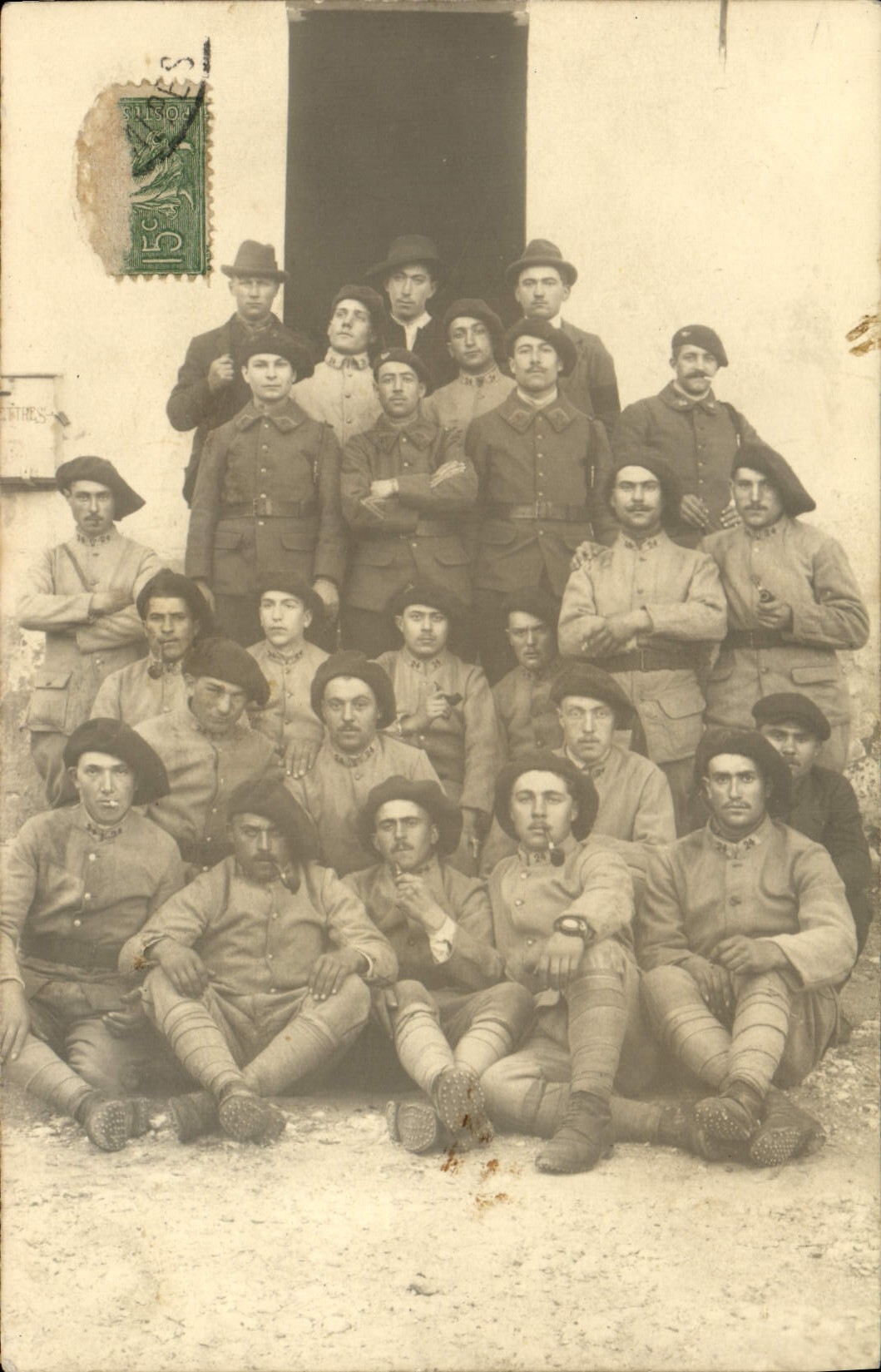 CARTE PHOTO Villefranche Militaria Chasseurs Alpins (n°24 sur le col)