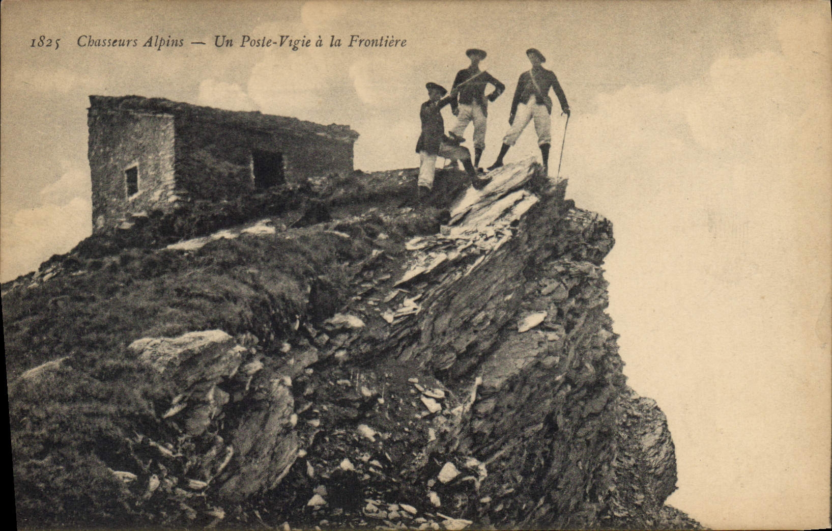 CPA Militaria Chasseurs Alpins Un poste vigie a la frontiere