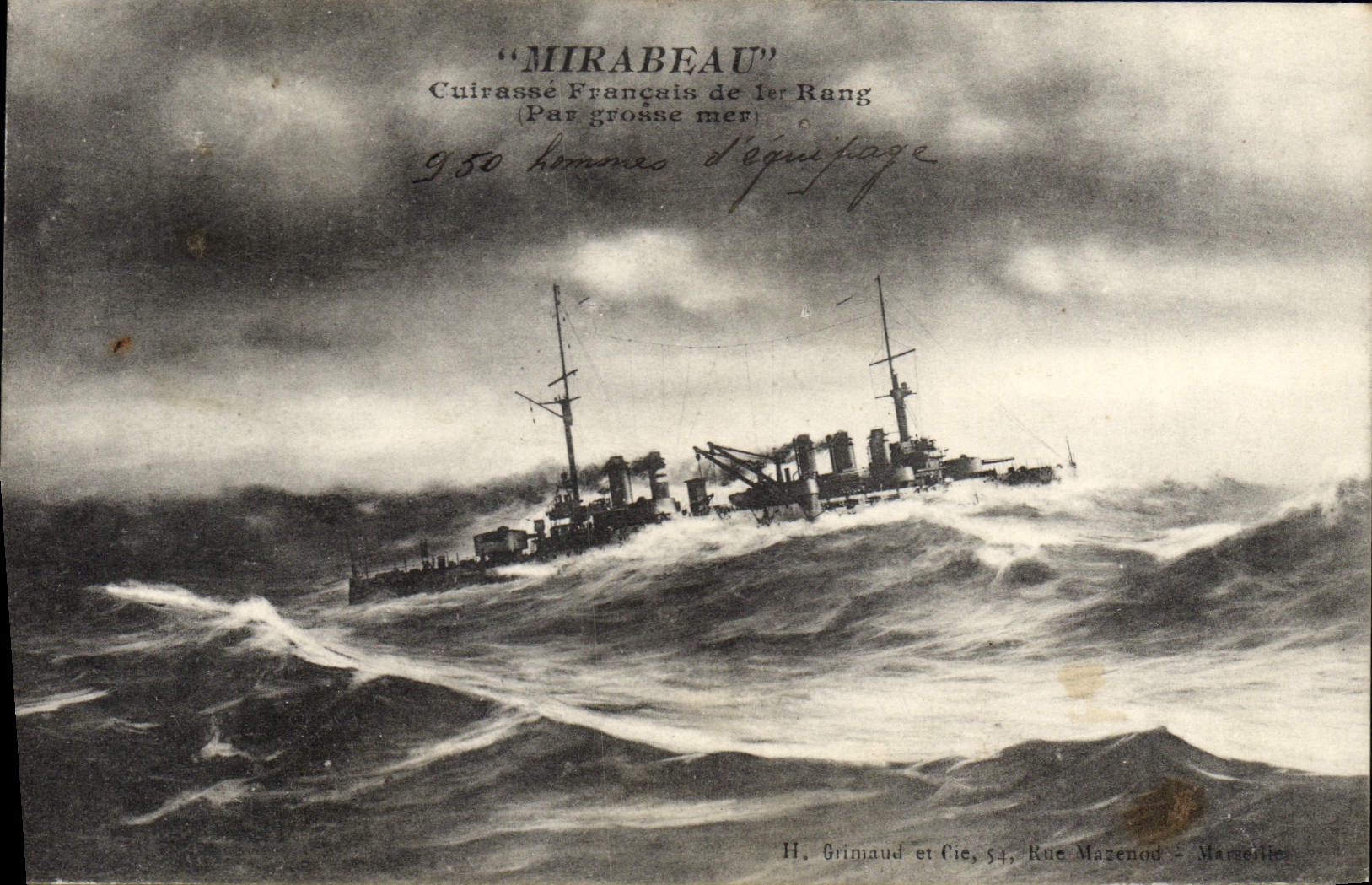 Vintage Postcard Bateau Mirabeau Armours French 1st rank