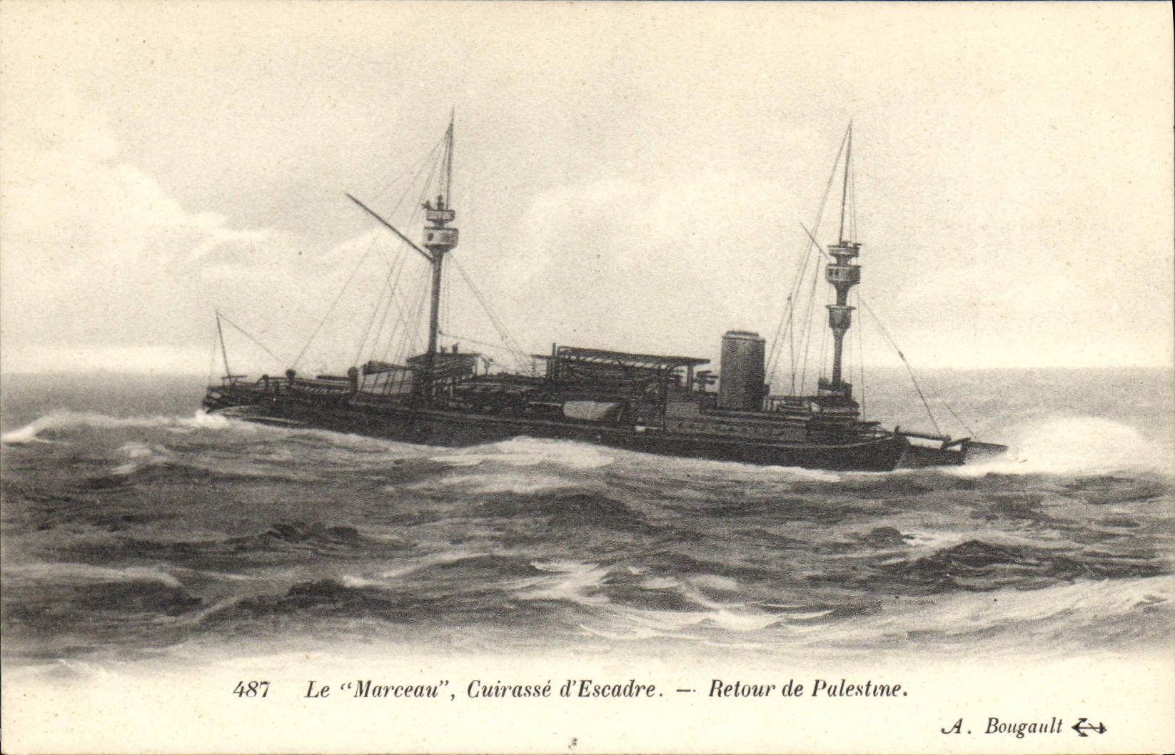 Vintage Postcard Bateau Marceau Armours Retour squadron of Palestine