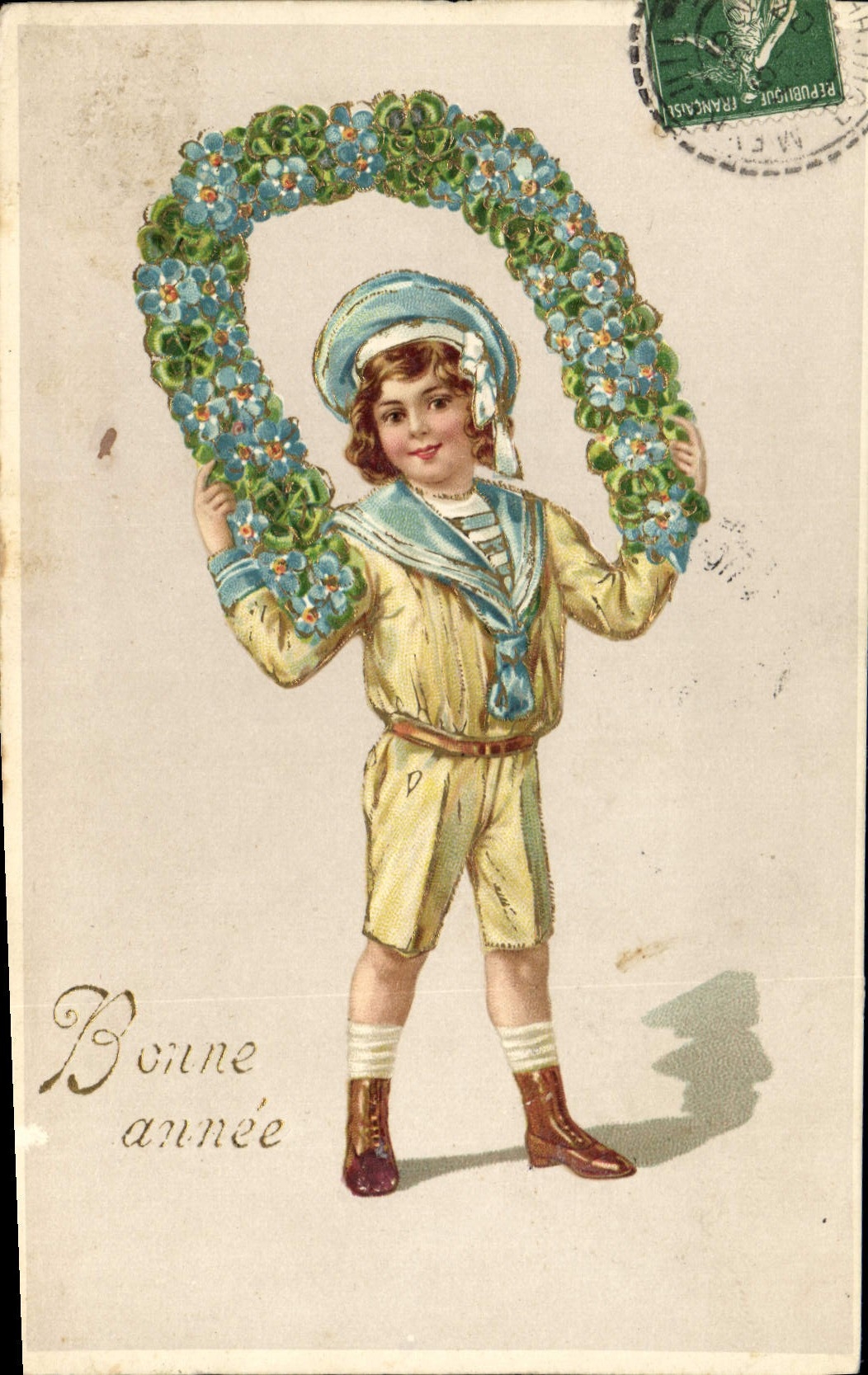 Postal Fantasia Flores Niño Corona