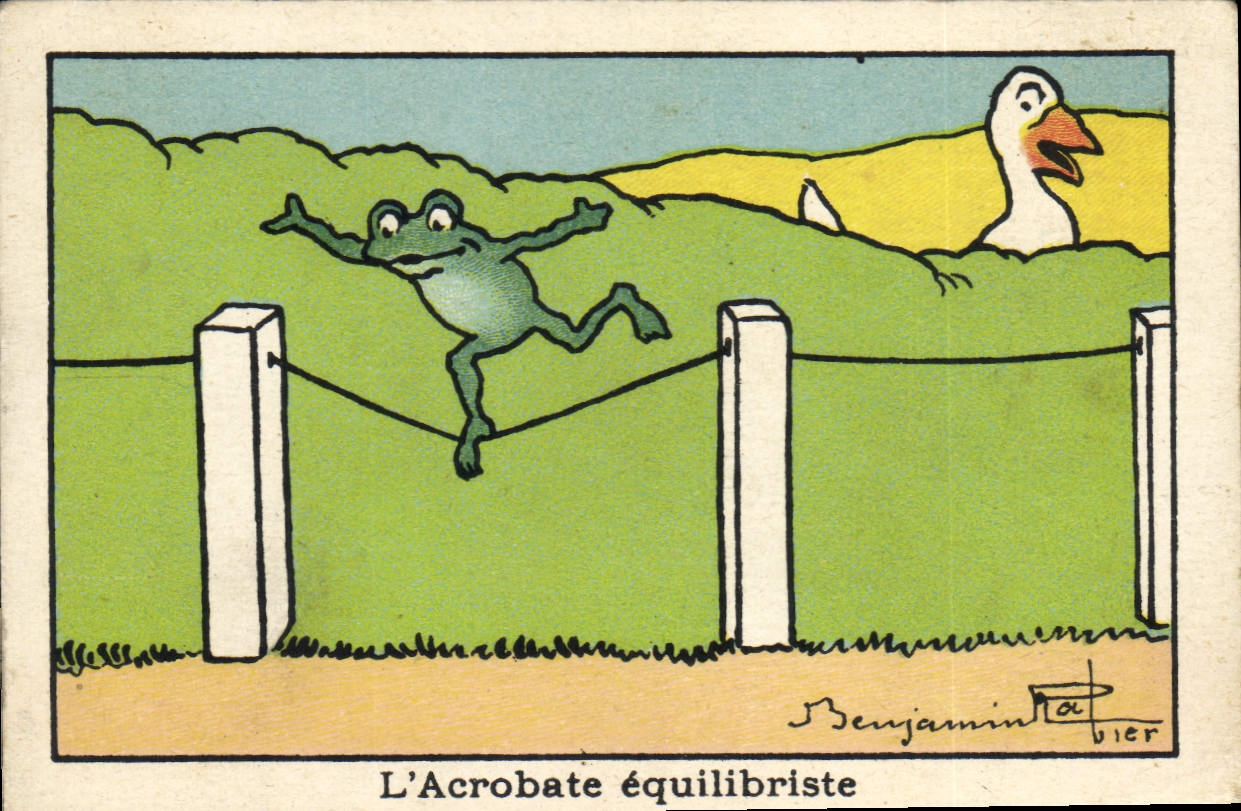 Image Benjamin Rabier the acrobat equilibrist Splashes Goose