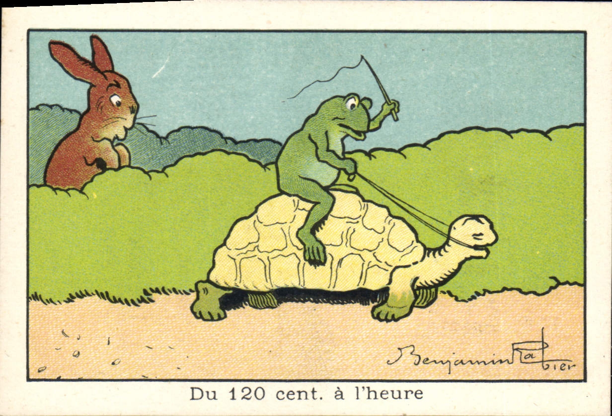 Image Benjamin Rabier Of the 120 hundreds has the time Tortue Rabbit Splashes