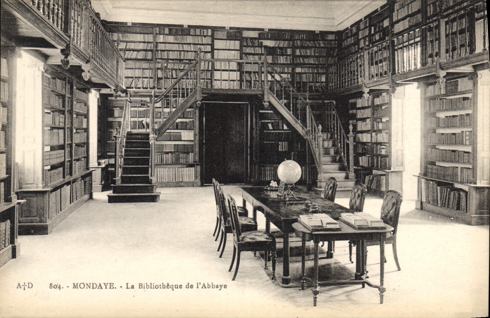 Postal Biblioteca de la Abadía Mondaye