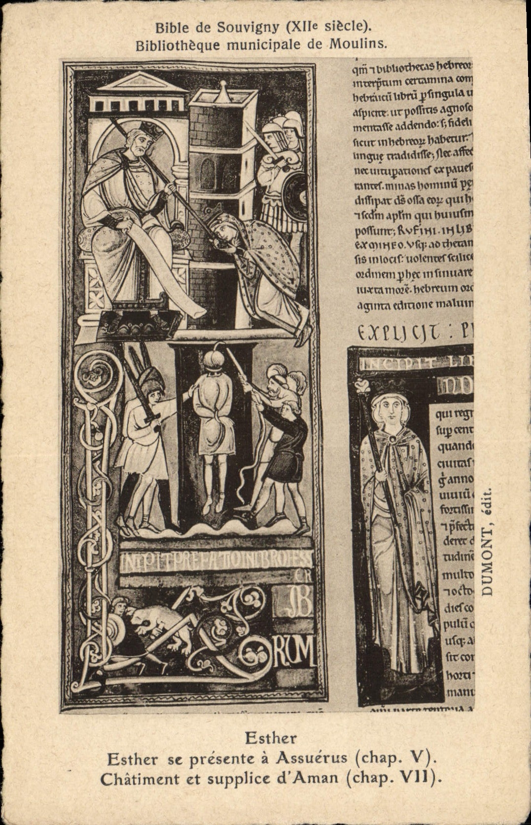 CPA Bibliotheque Bible de Souvigny Moulins Esther se presente a ASsuerus