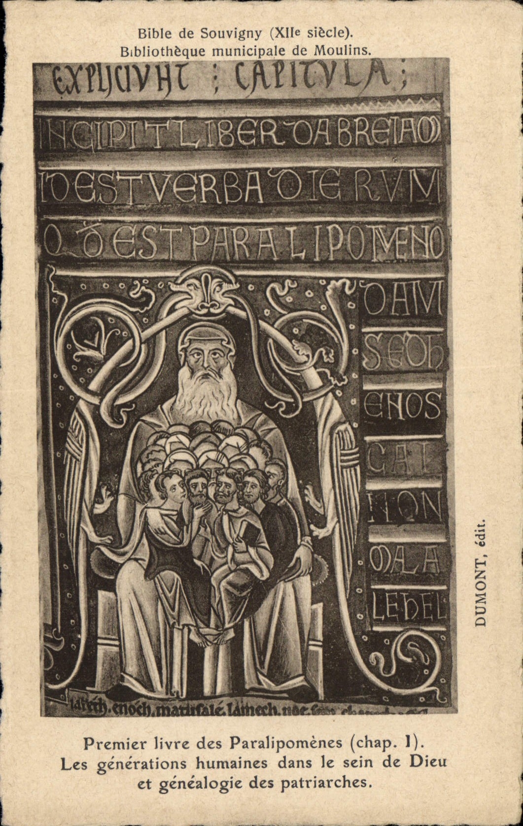 CPA Bibliotheque Bible de Souvigny Moulins Premier livre des Paralipomenes