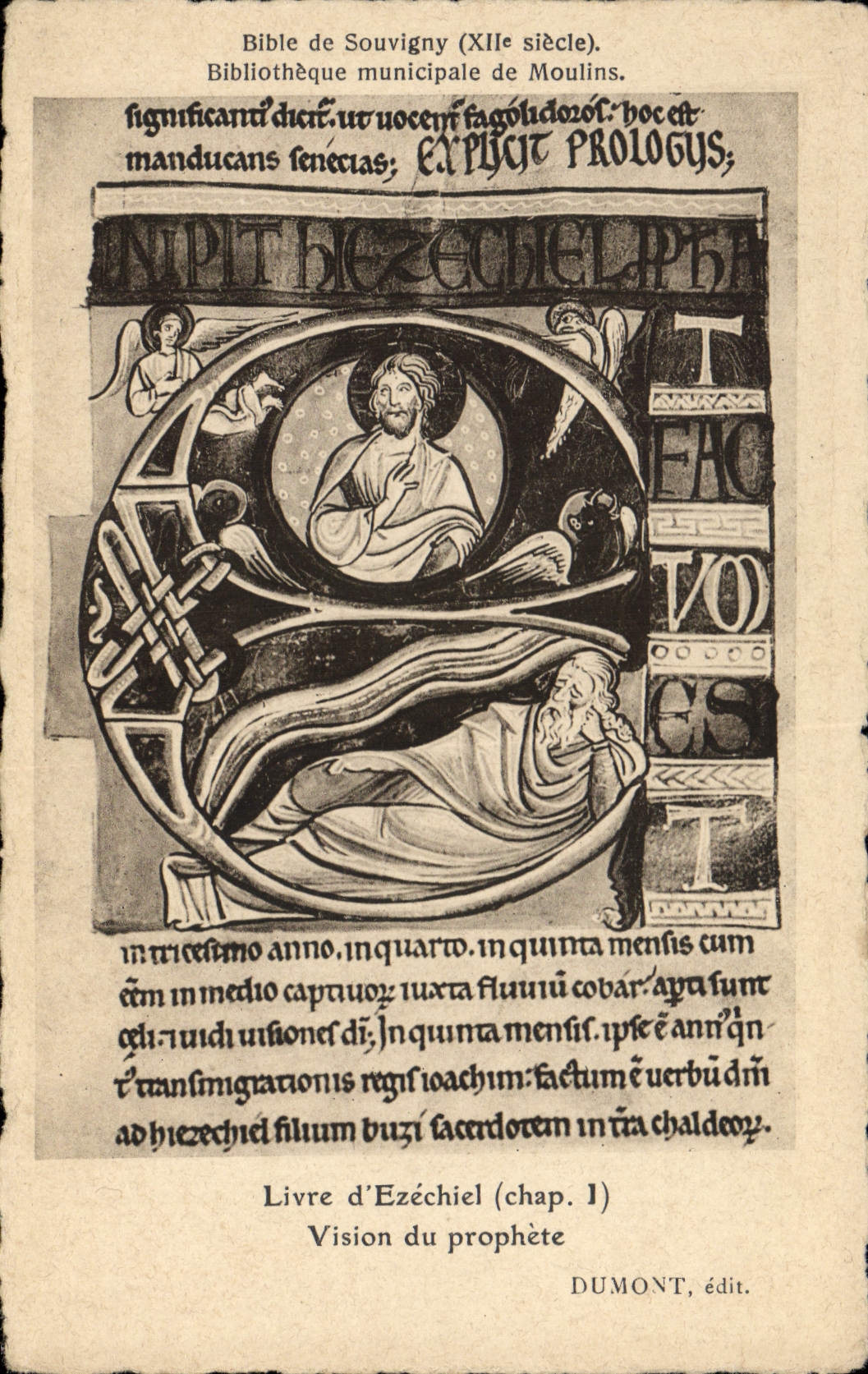 CPA Bibliotheque Bible de Souvigny Moulins Livre d'Ezechiel Vision du prophete