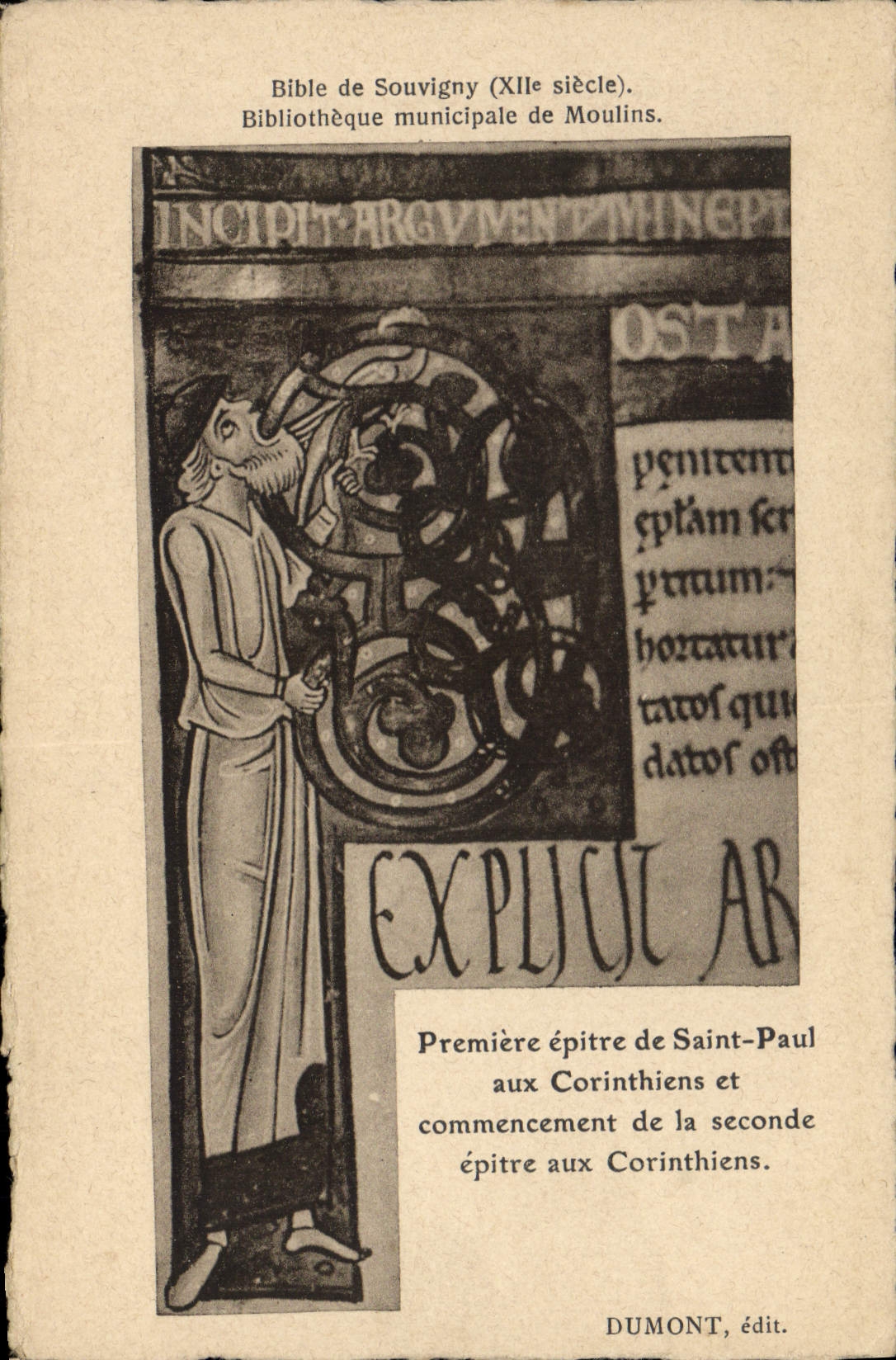 CPA Bibliotheque Bible de Souvigny Moulins Premiere apitre de Saint Paul aux Corinthiens