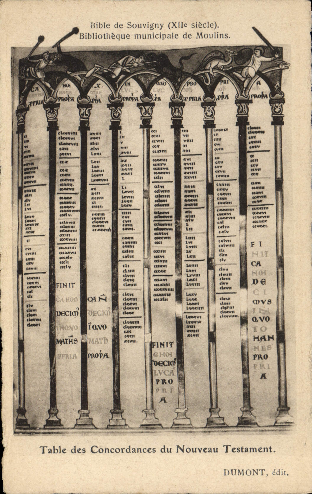 CPA Bibliotheque Bible de Souvigny Moulins Table des concordances du Nouveau Testament
