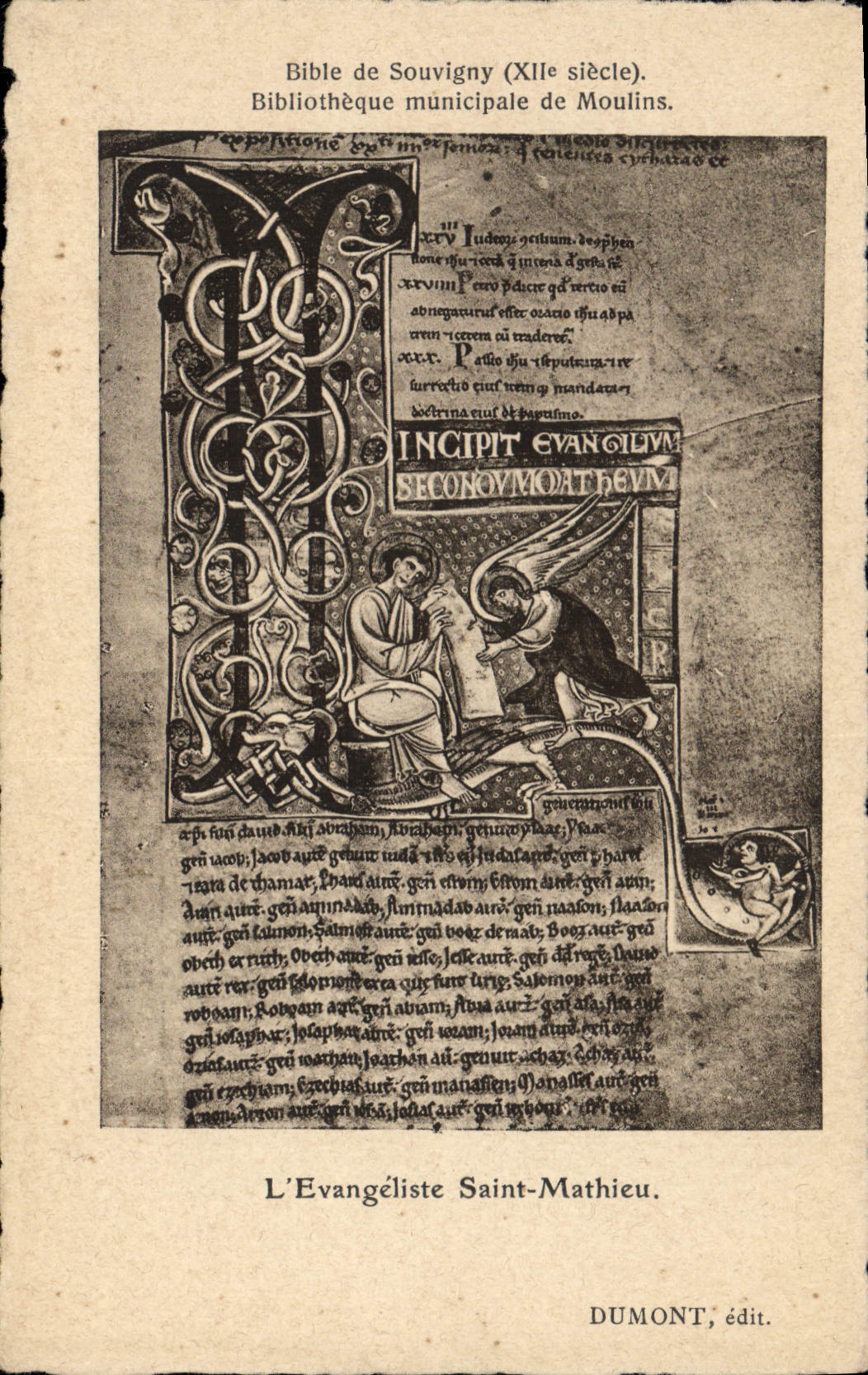 CPA Bibliotheque Bible de Souvigny Moulins l'Evangeliste Saint Mathieu