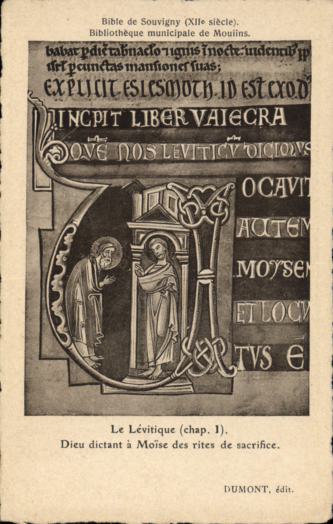 CPA Bibliotheque Bible de Souvigny Moulins Le Levitique Dieu dictant a Moise des rites de sacrifice