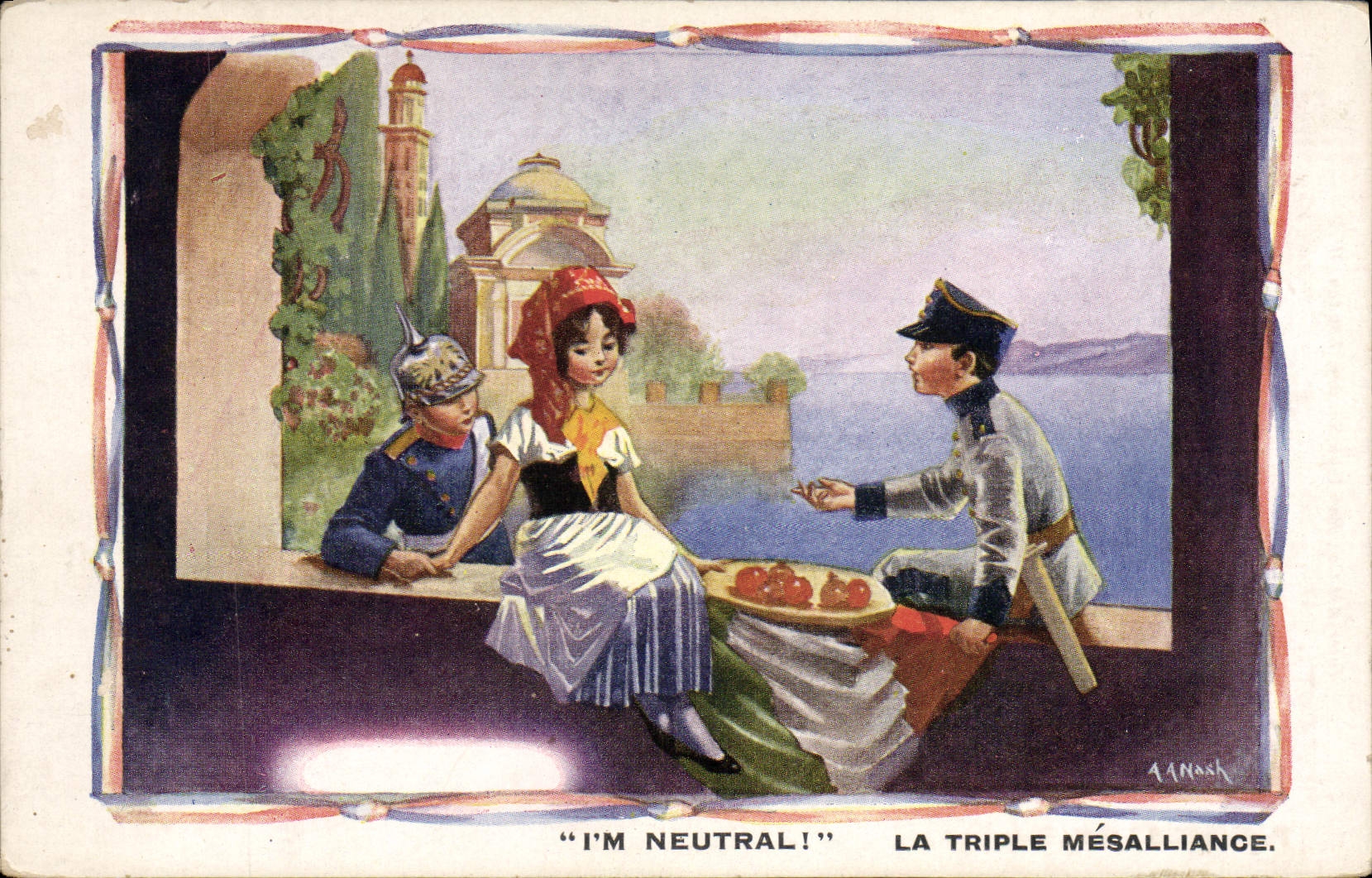 CPA Fantaisie Illustrateur I'm neutral La triple mesalliance 