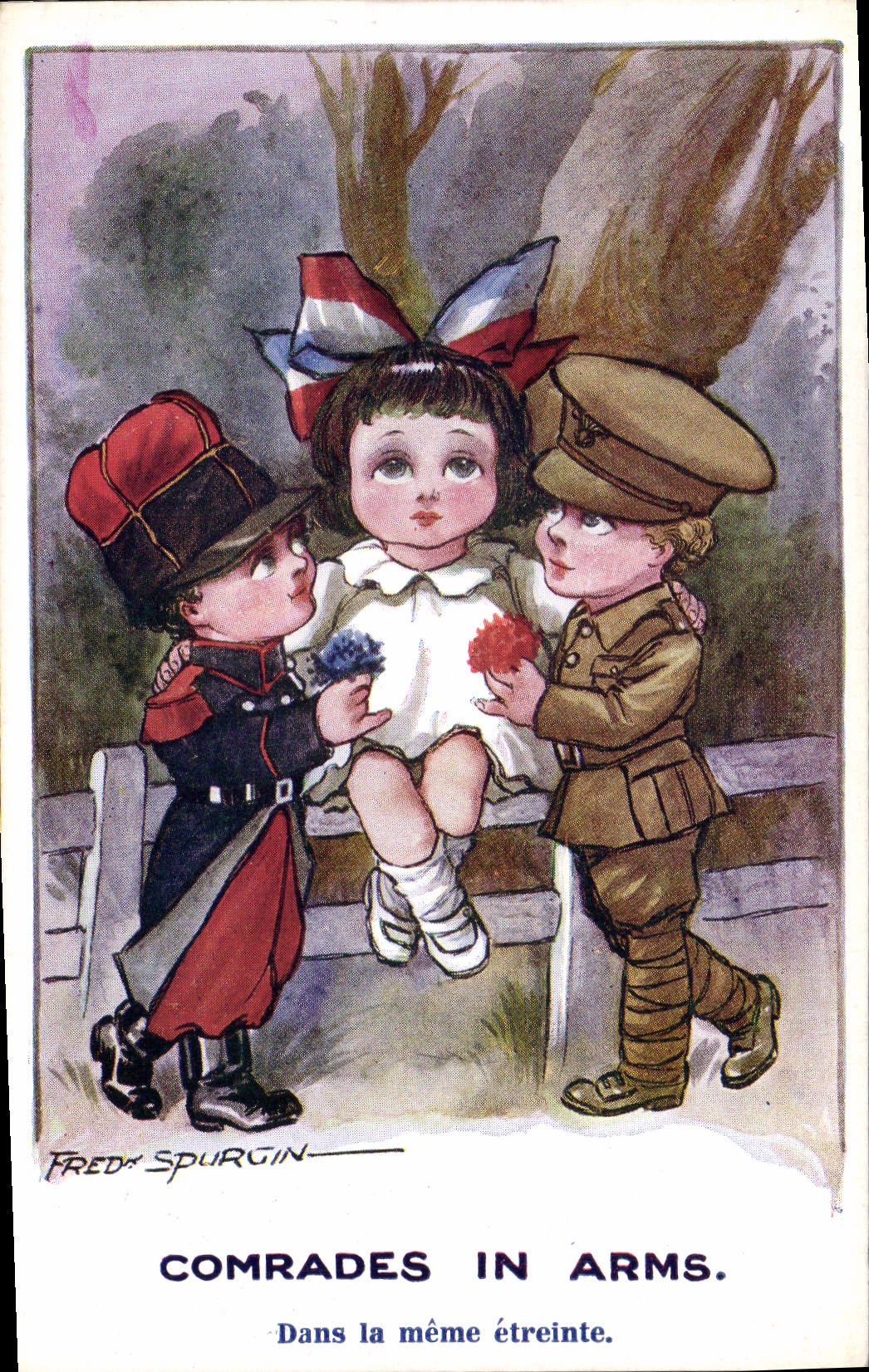 CPA Fantaisie Illustrateur Enfants Comrades in arms Fred Spurgin Militaria