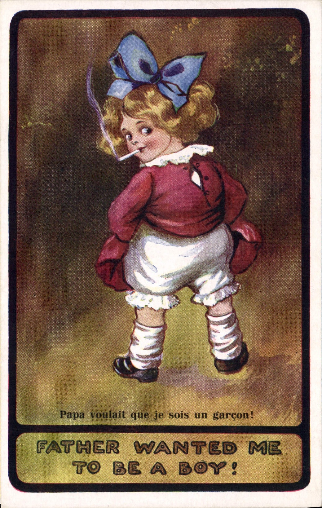 CPA Fantaisie Illustrateur Enfant Father wanted me to be a boy !