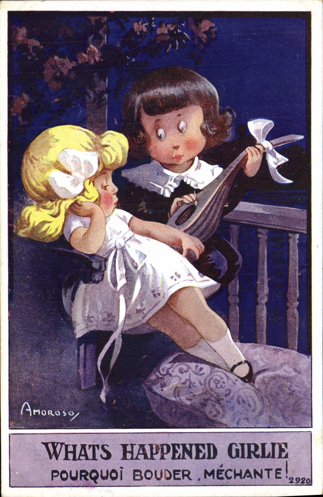 CPA Fantaisie Illustrateur Enfants What's happened Girlie