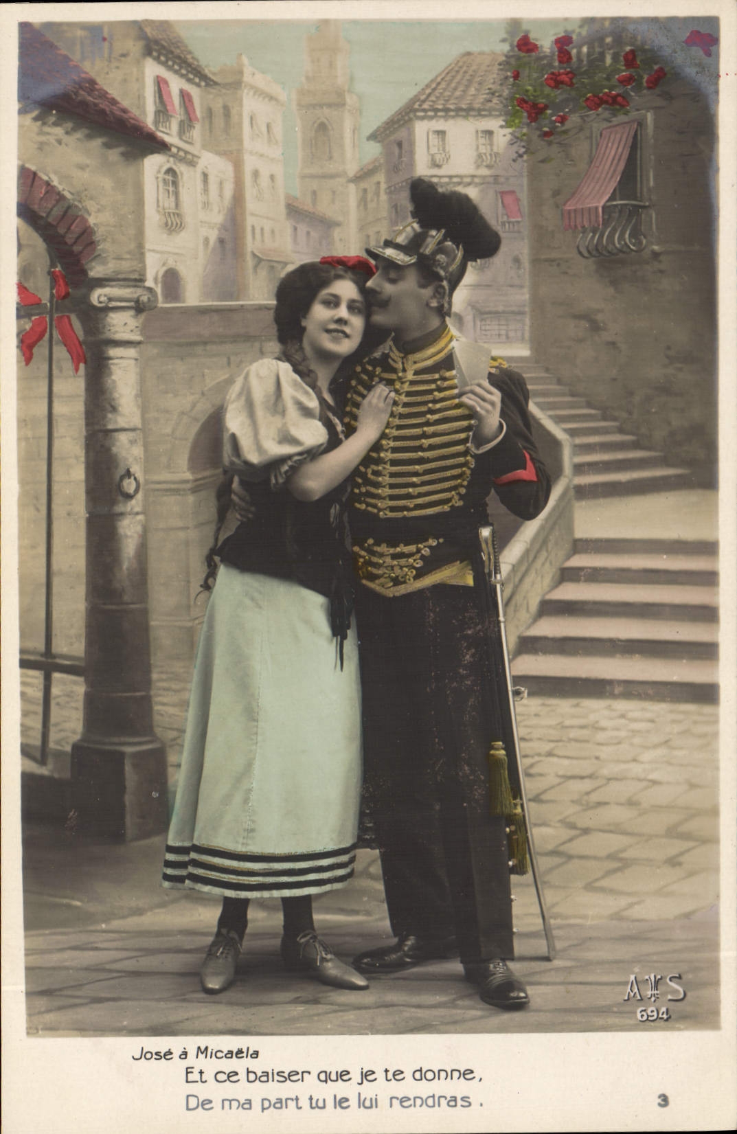 CPA Fantaisie Femme Carmen a Micaela Bizet