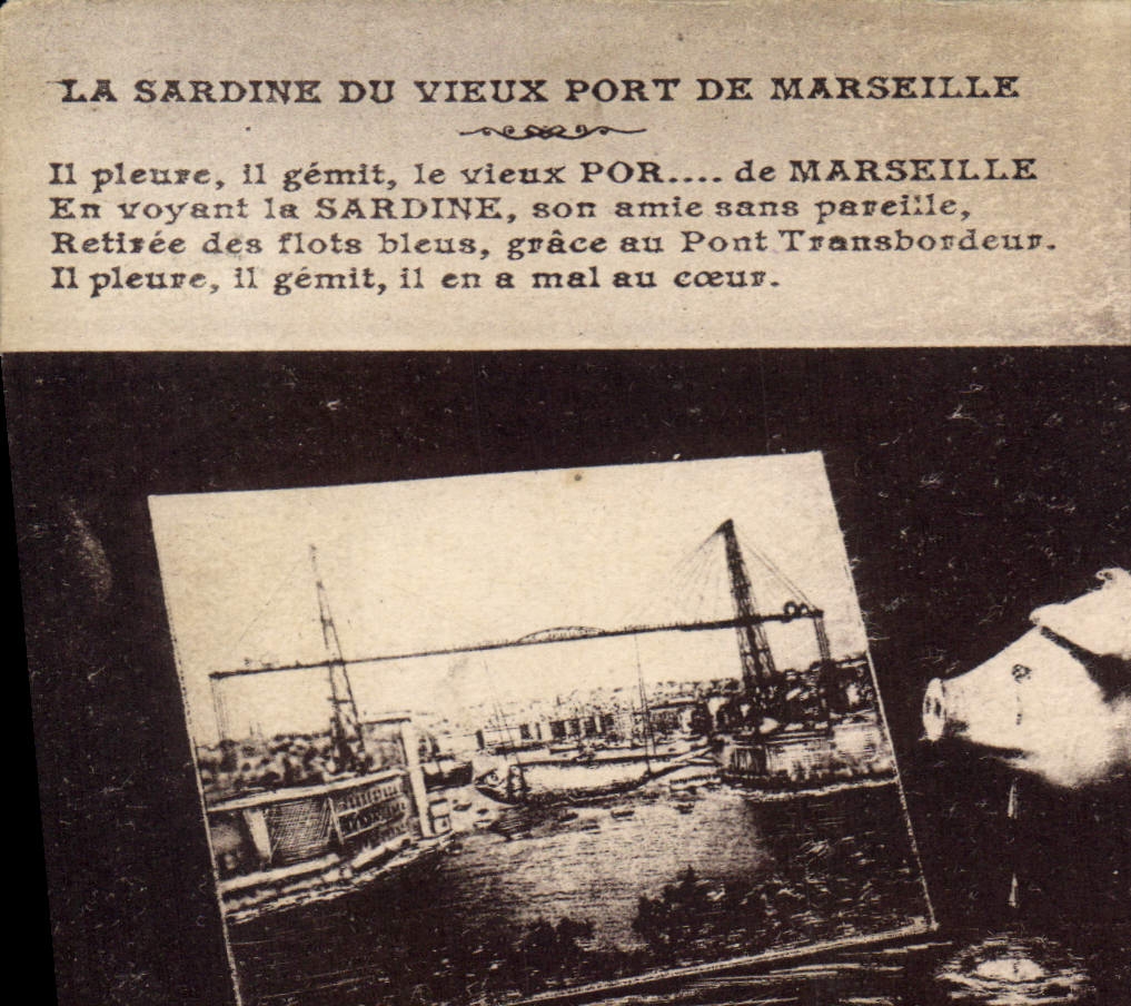 CPA Cochon Porc La sardine du vieux port de Marseille Lune 