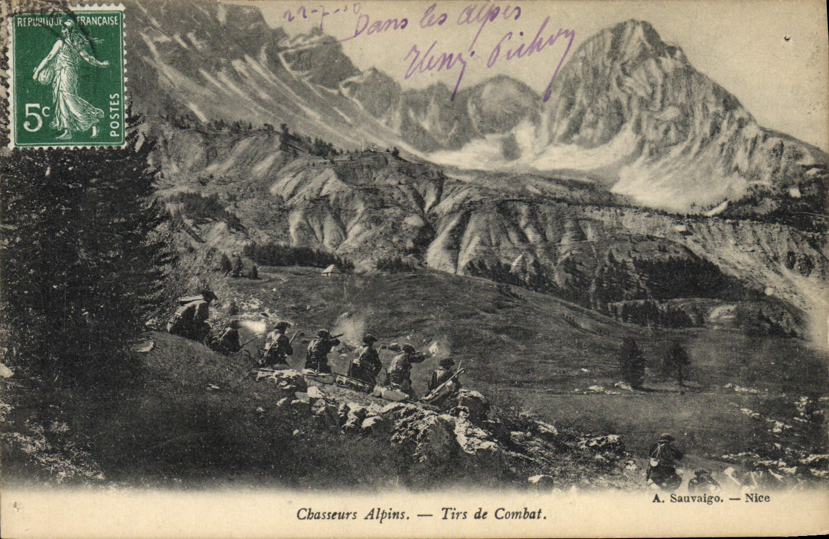 CPA Militaria Chasseurs Alpins Tirs de combat