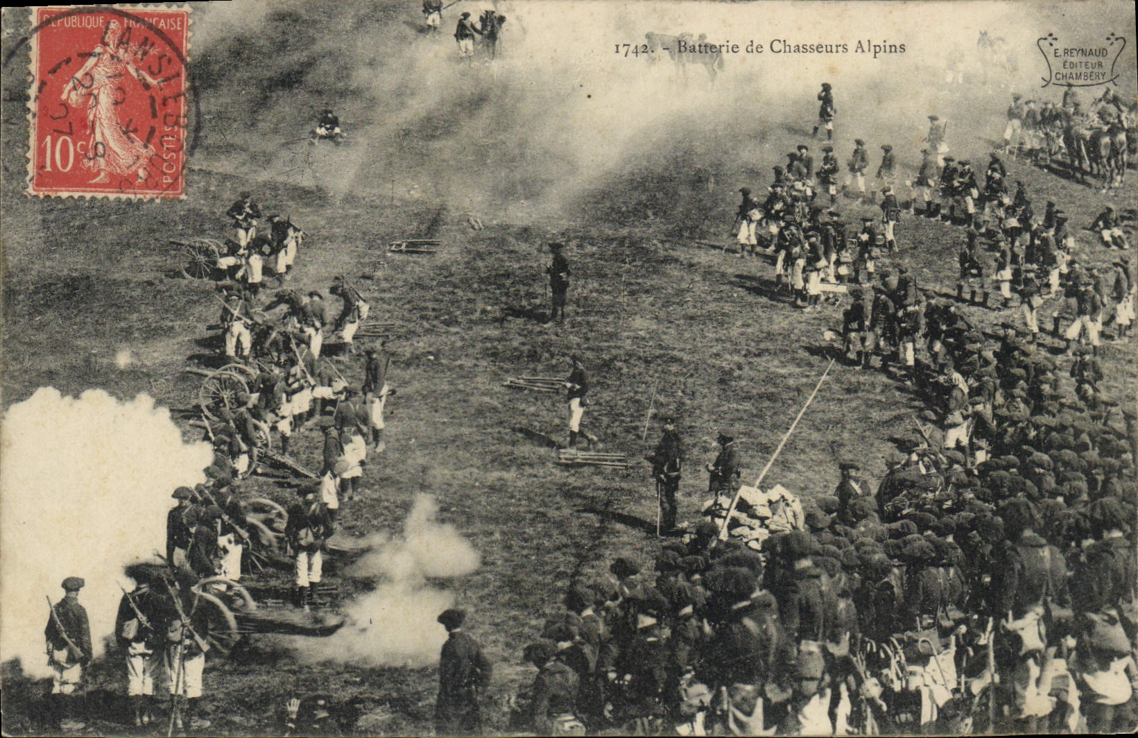 CPA Militaria Chasseurs Alpins Batterie