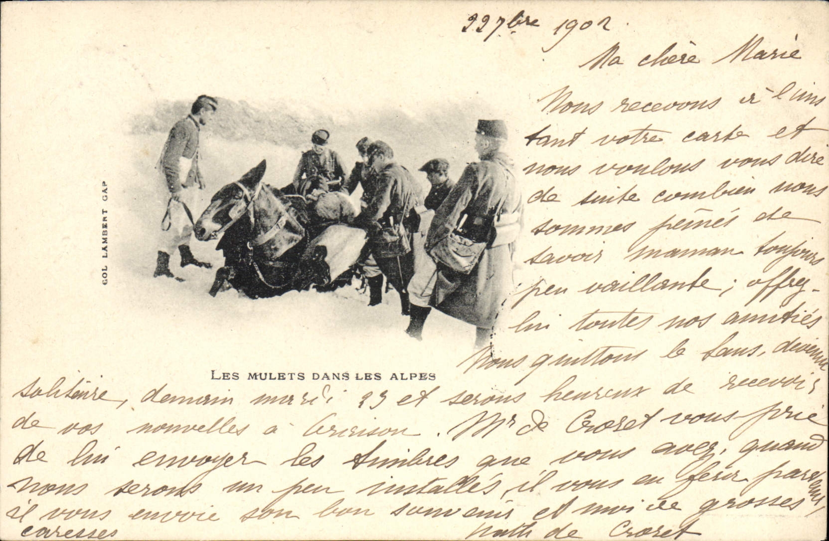 CPA Militaria Chasseurs Alpins Les mulets dans les Alpes
