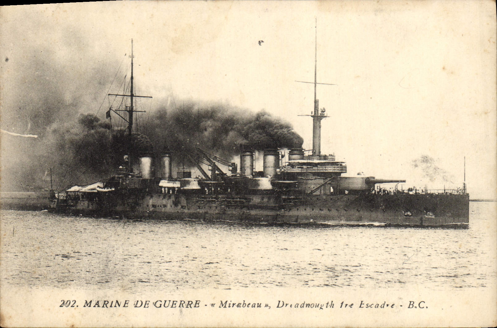 Vintage Postcard Boat Mirabeau Dreadnought 1st squadron