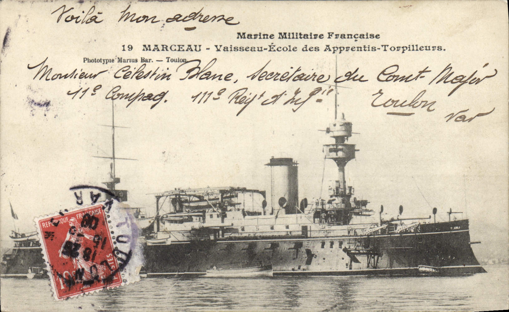 Vintage Postcard Boat Marceau Vessel School of the Apprentices Destroyers