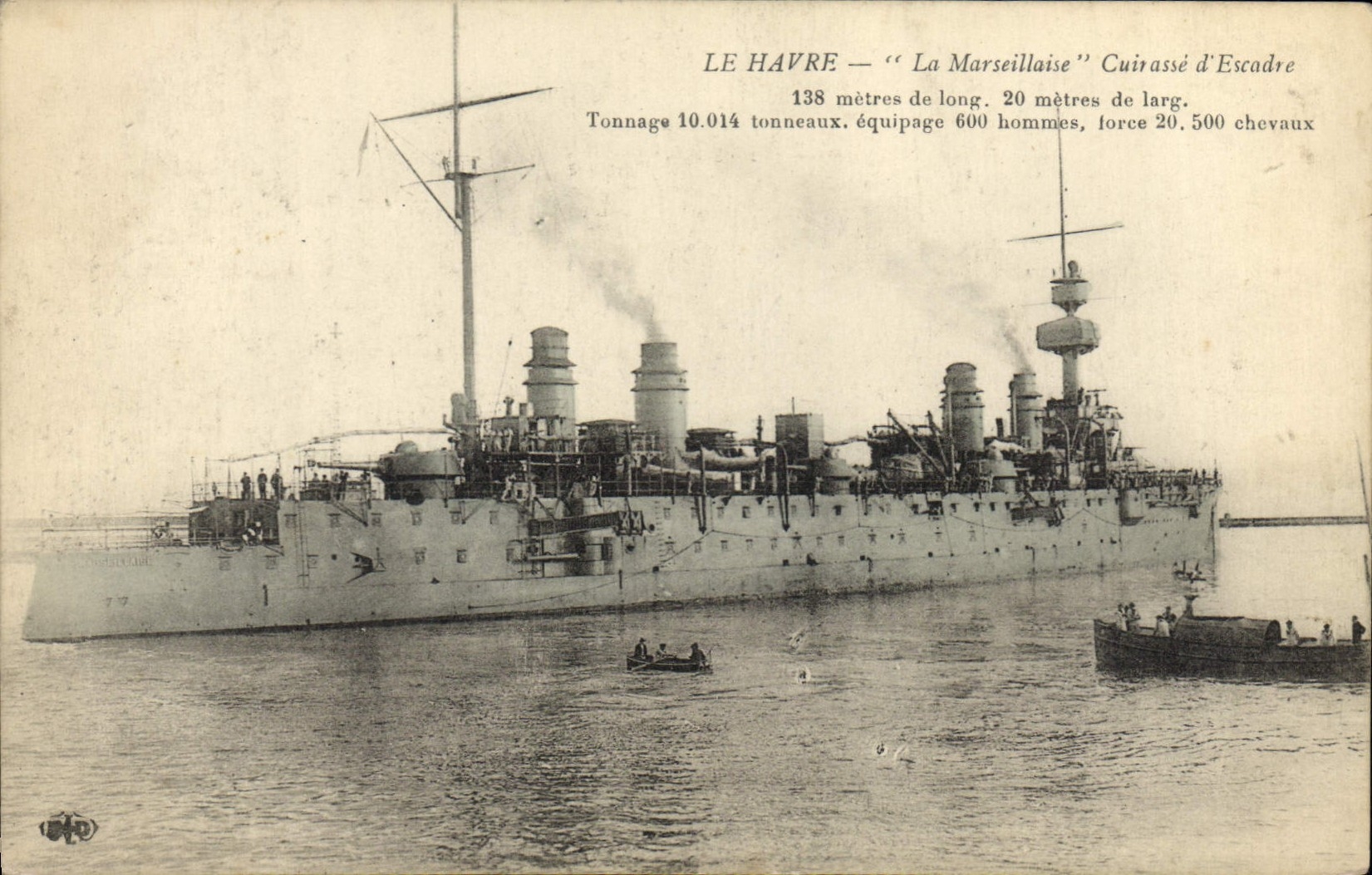 Vintage Postcard Bateau Le Havre the Marseillaise Armours squadron