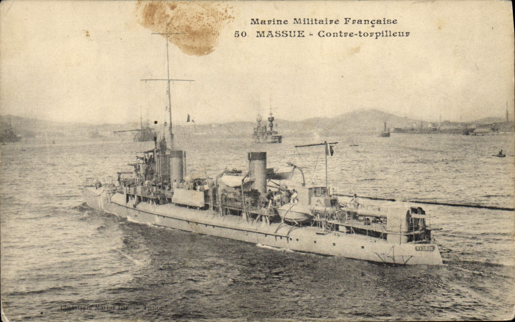 Vintage Postcard Boat Bludgeon Against Destroyer