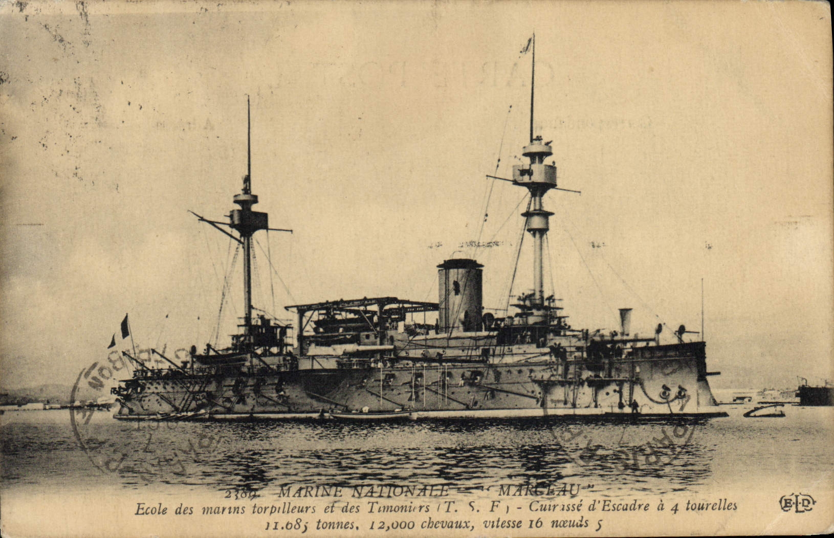 Vintage Postcard Boat Marceau School of the Marine destroyers and the quartermasters