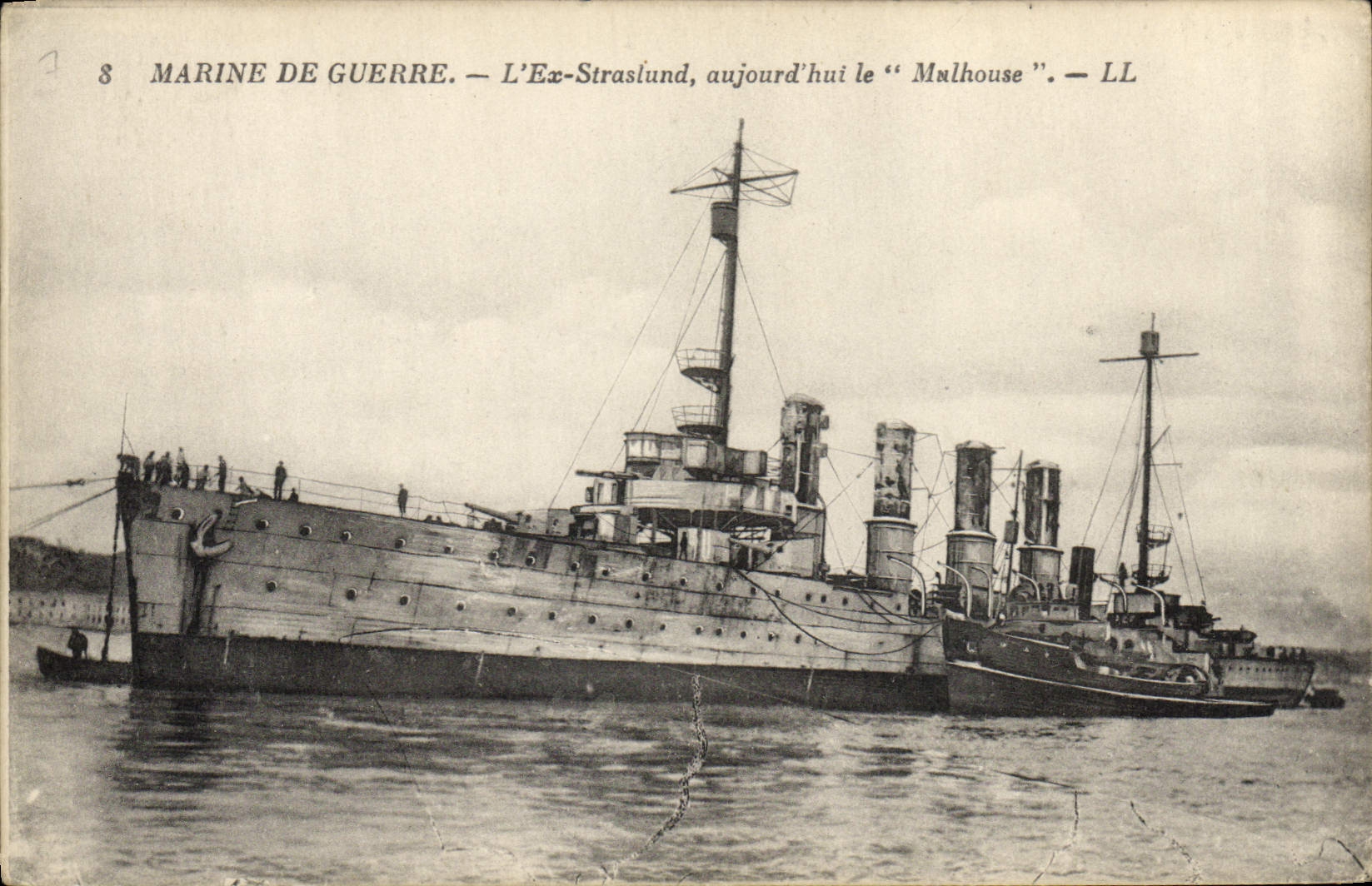 Vintage Postcard Boat Ex Straslund today Mulhouse