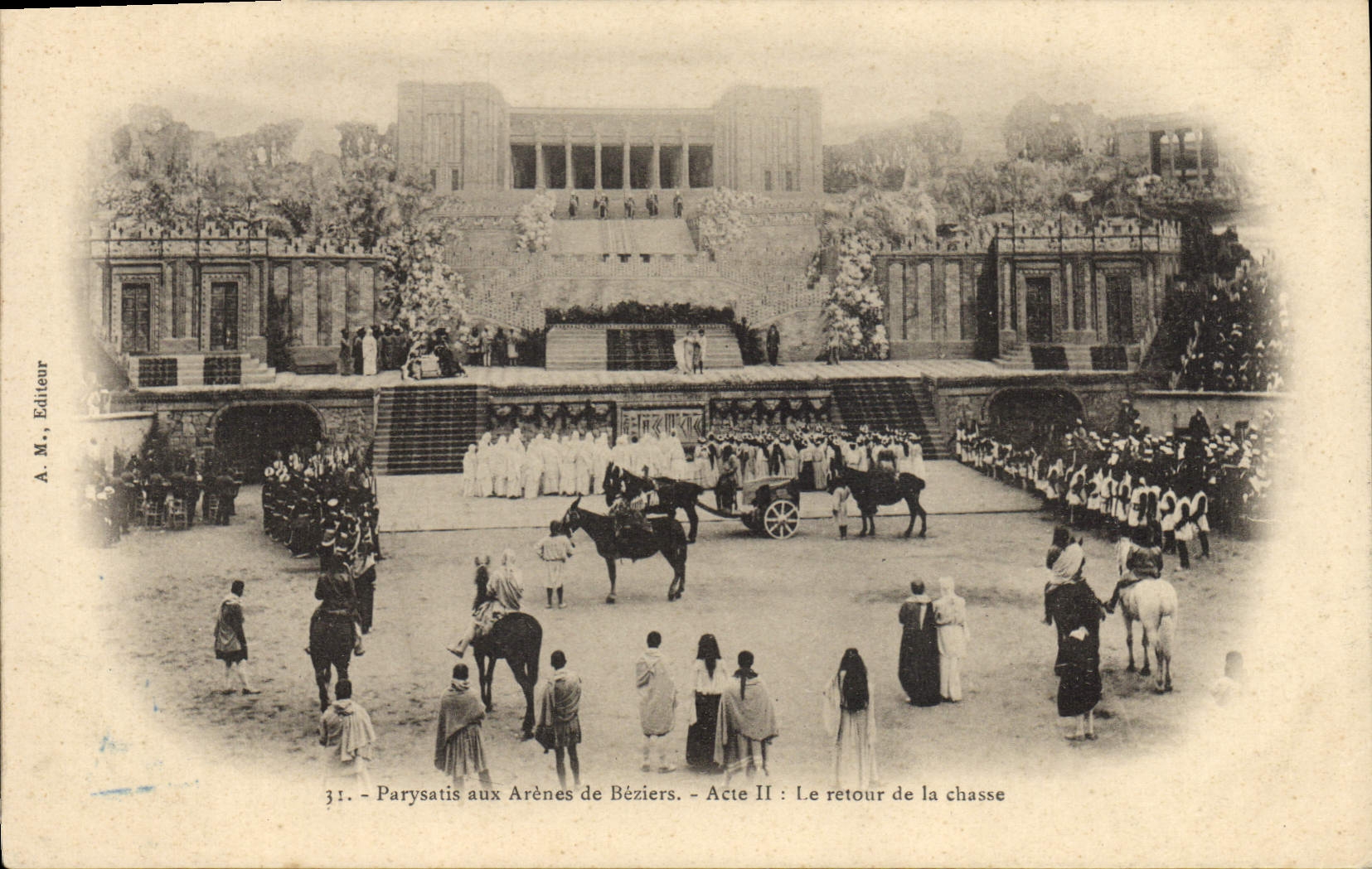 CPA Theatre Parysatis aux arenes de Beziers Le retour de la chasse Ane Mule