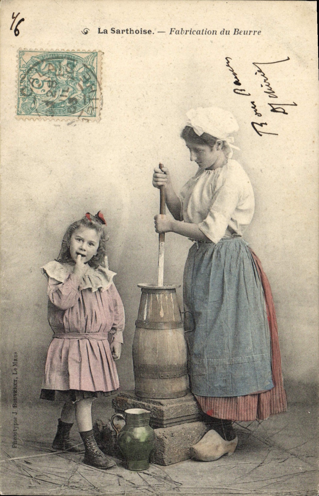 CPA Folklore La Sarthoise Fabrication du beurre