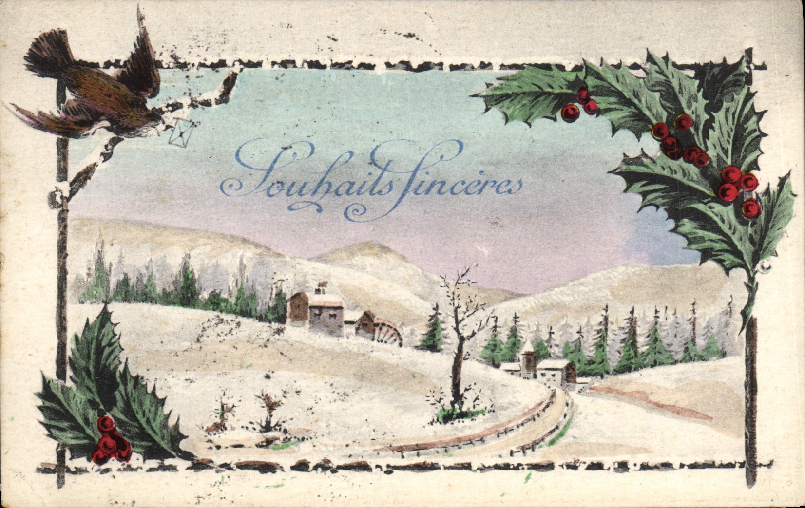 CPA Fantaisie Illustrateur Paysage sous le neige