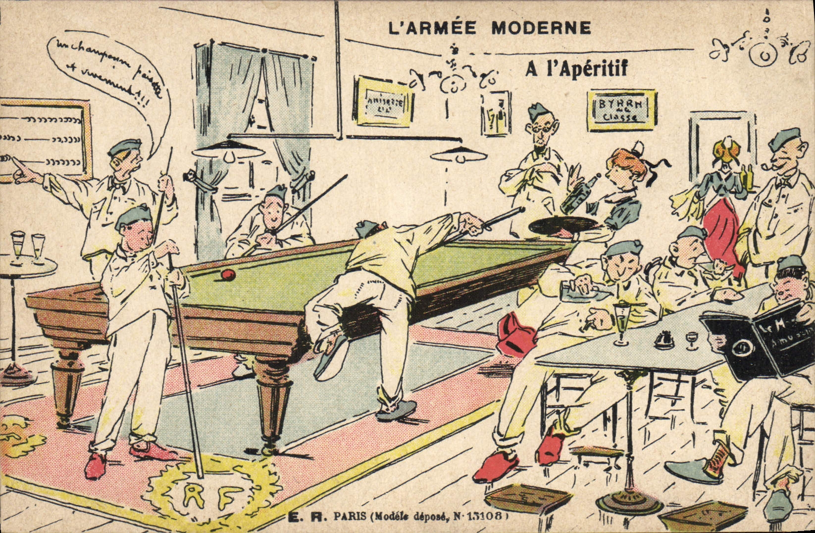 CPA Billard Armee moderne Militaria