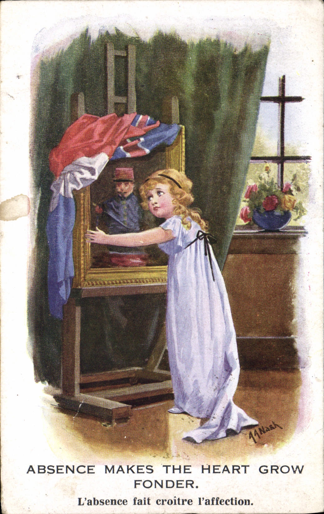 Postal Fantasia Ilustrador Niño Ausencia makes the heart grow fundar