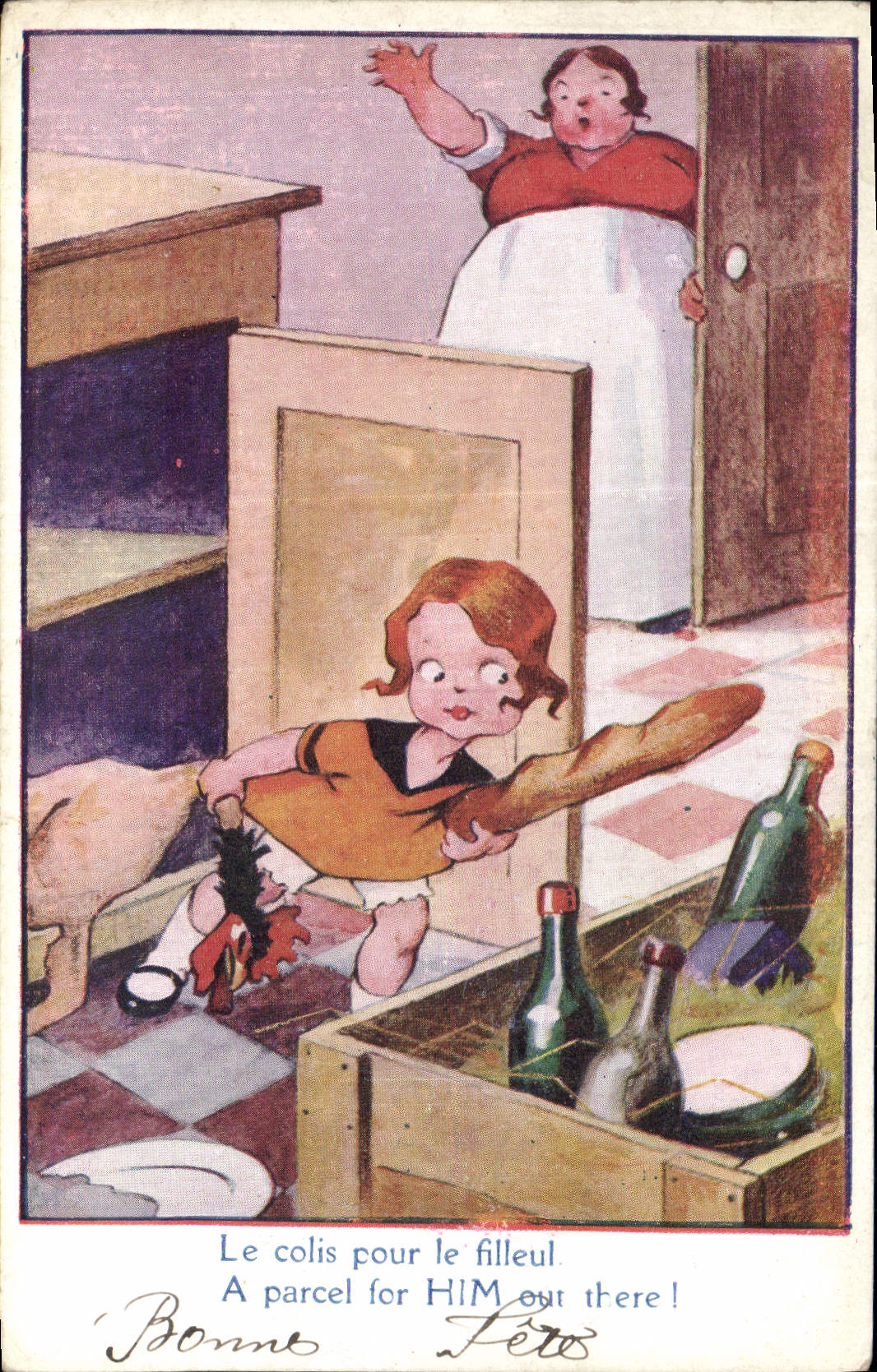 CPA Fantaisie Illustrateur Le coilis pour le filleul