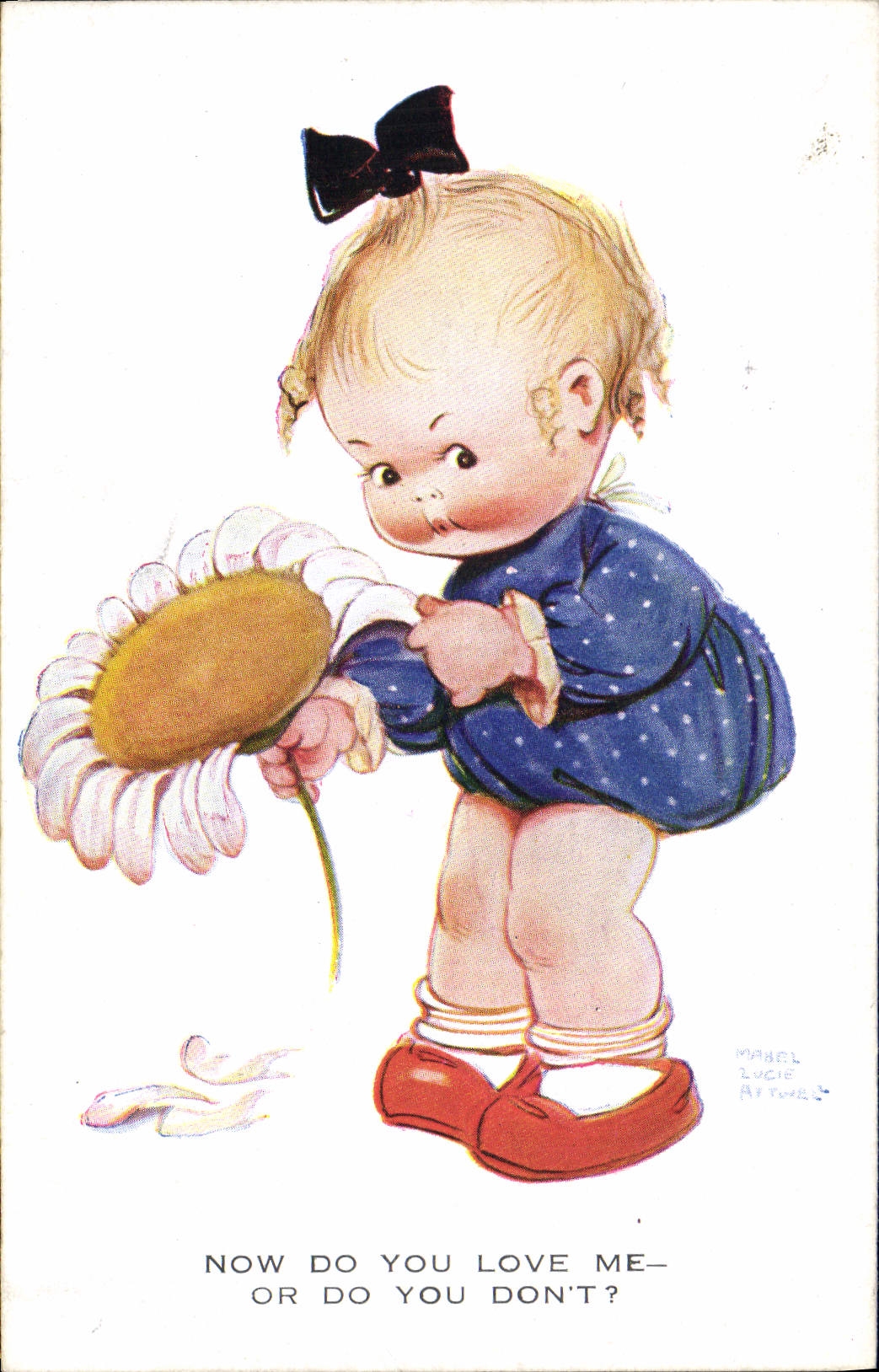 Postal Fantasia Ilustrador Niño Flor Mabel Lucie Attwell
