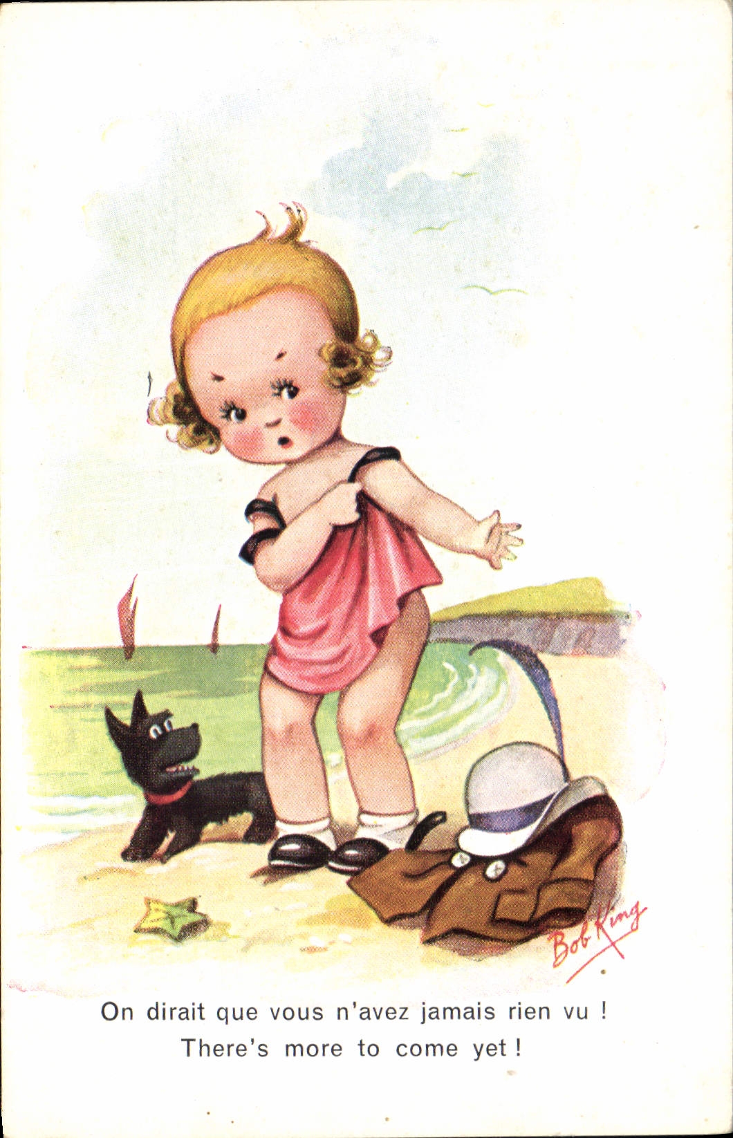 CPA Fantaisie Illustrateur Enfant Chien Bob king