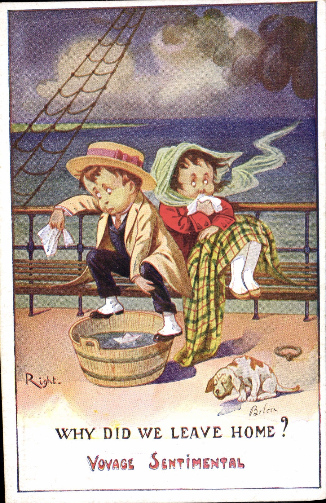 Postal Fantasia Ilustrador Right Niños Viaje sentimental