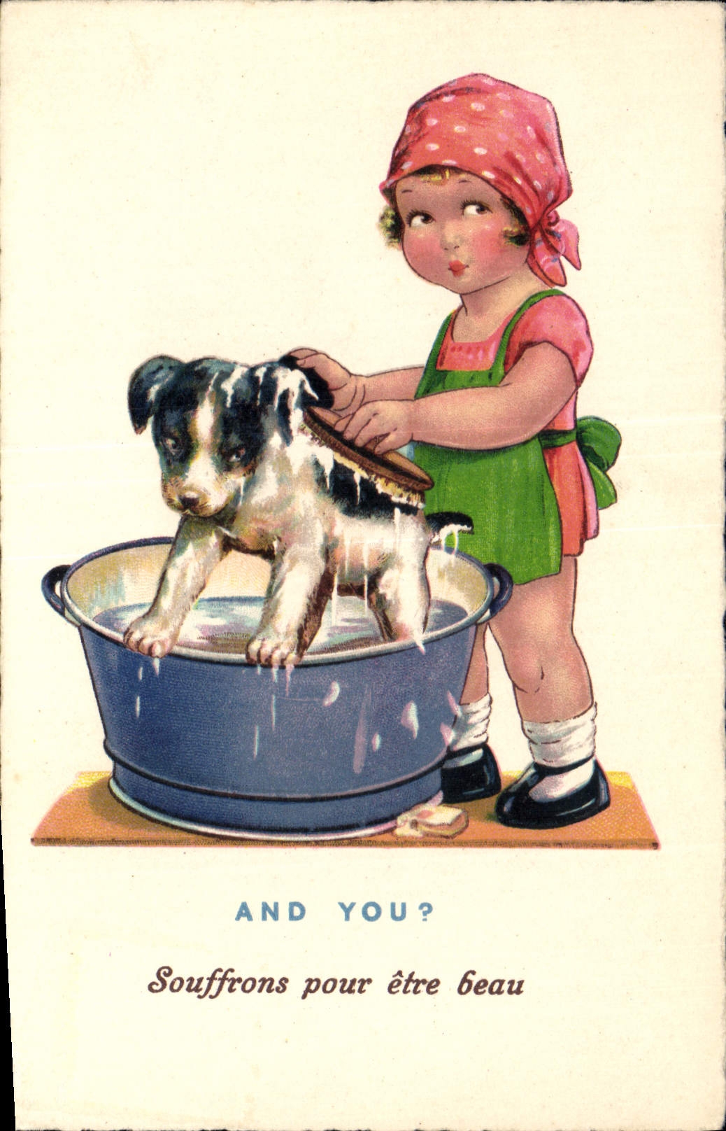 Postal Fantasia Ilustrador Niño Perro And you?