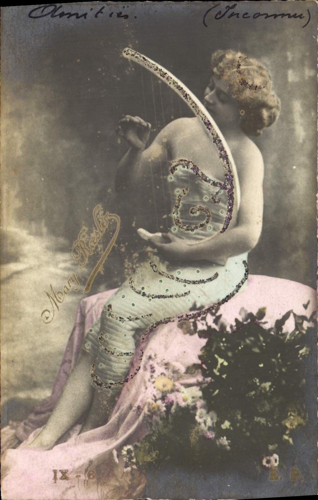 CPA Femme Harpe 