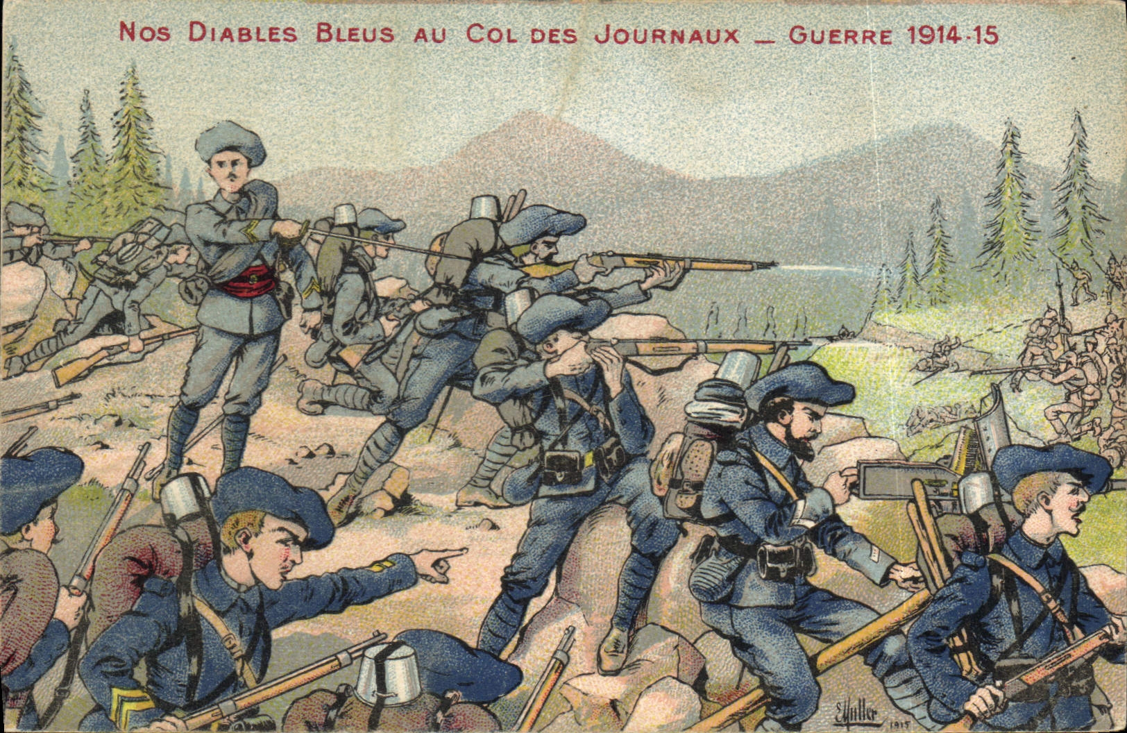 CPA Militaria Chasseurs Alpins Nos Diables bleus au col des Journaux 