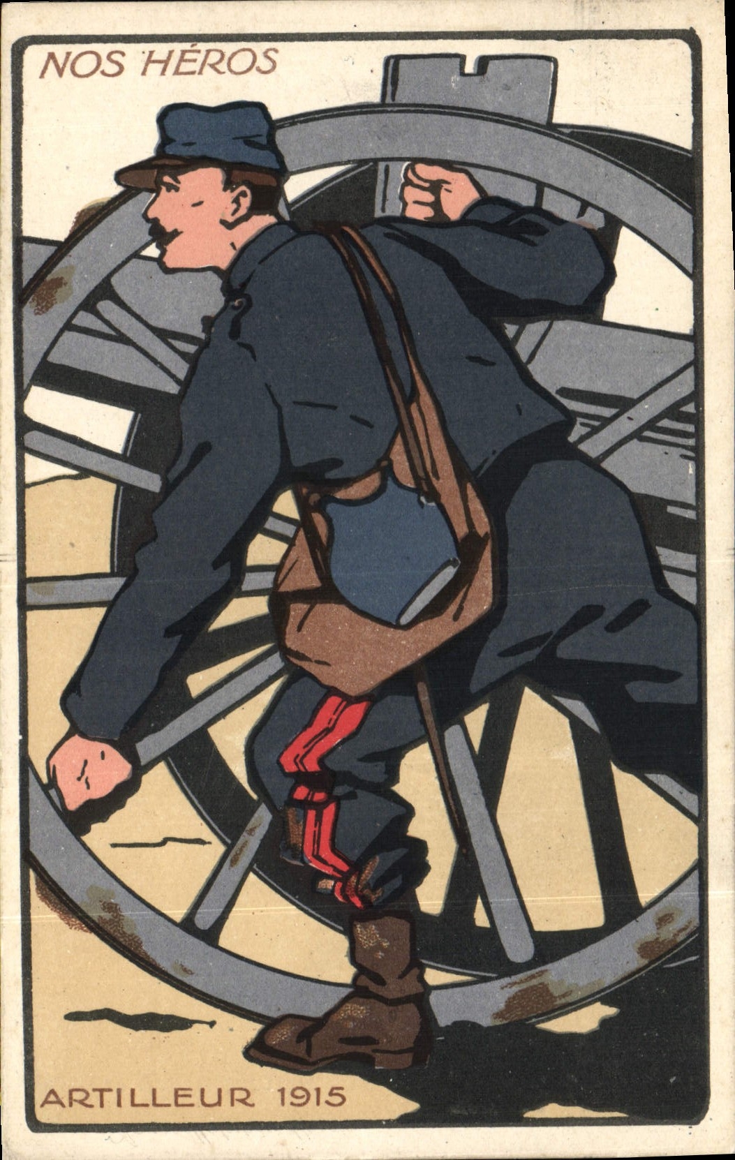 CPA Fantaisie Illustrateur Militaria Nos heros Artilleur 1915