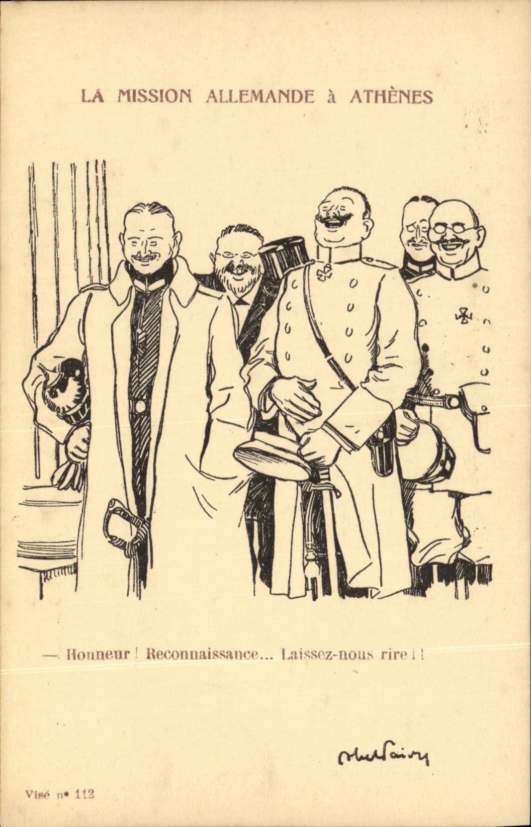 CPA Fantaisie Illustrateur Militaria La mission allemande a Athenes