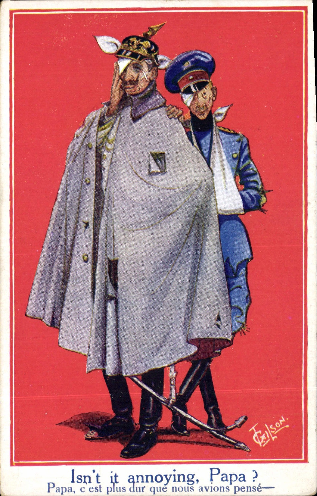 Postal Fantasia Ilustrador Militaria Isn' t IT annoying Papá?