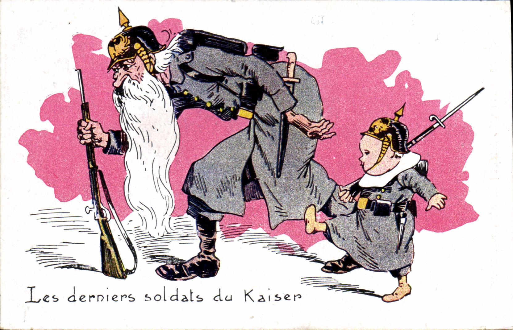 Postal Fantasia Ilustrador Militaria los últimos soldados del Kaiser