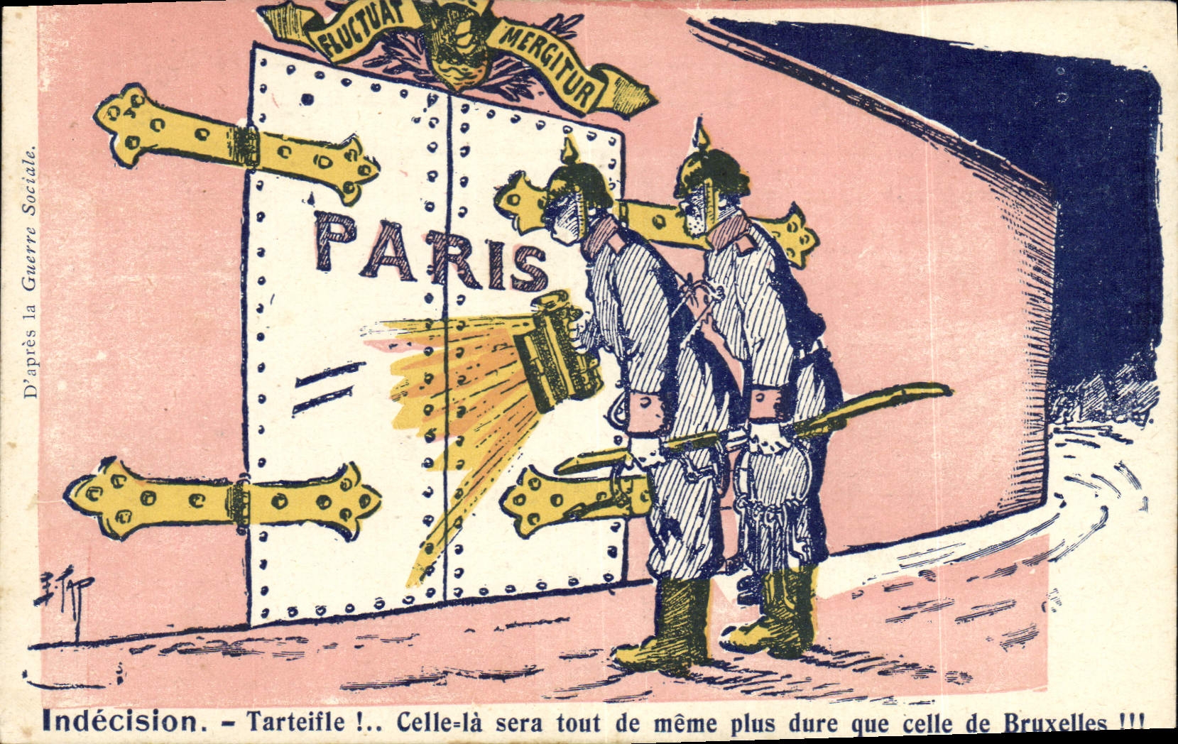 Postal Fantasia Ilustrador Militaria París Indecisión