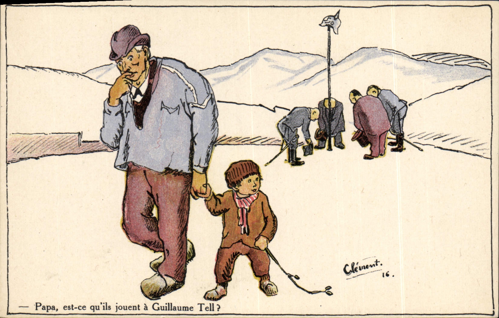 CPA Fantaisie Illustrateur Enfant Papa est ce qu'ils jouent a Guillaume Telle